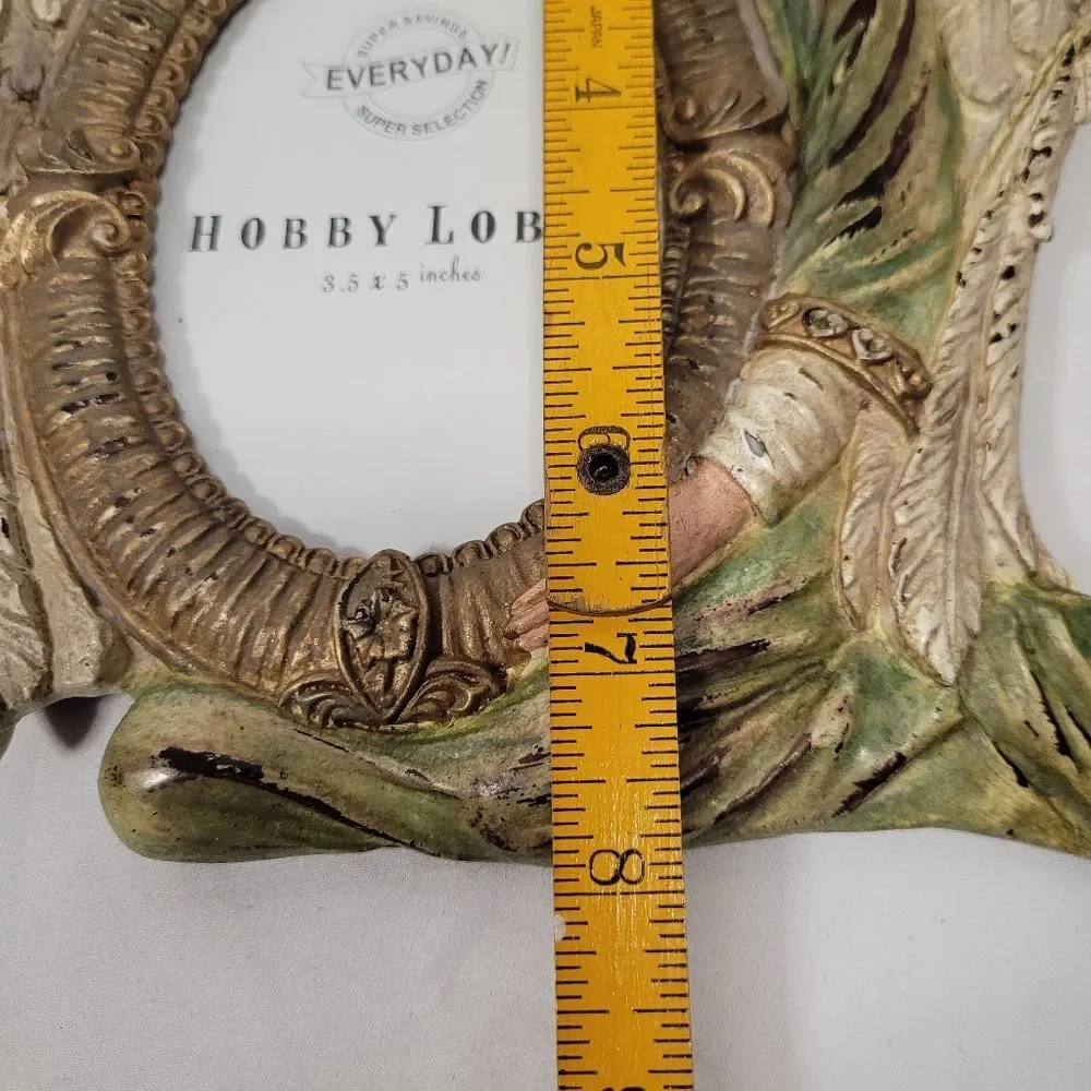 Hobby Lobby Green, Ivory & Gold Angel Figure Oval Picture Frame